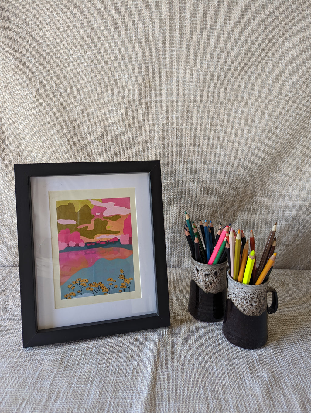 Pink landscape print